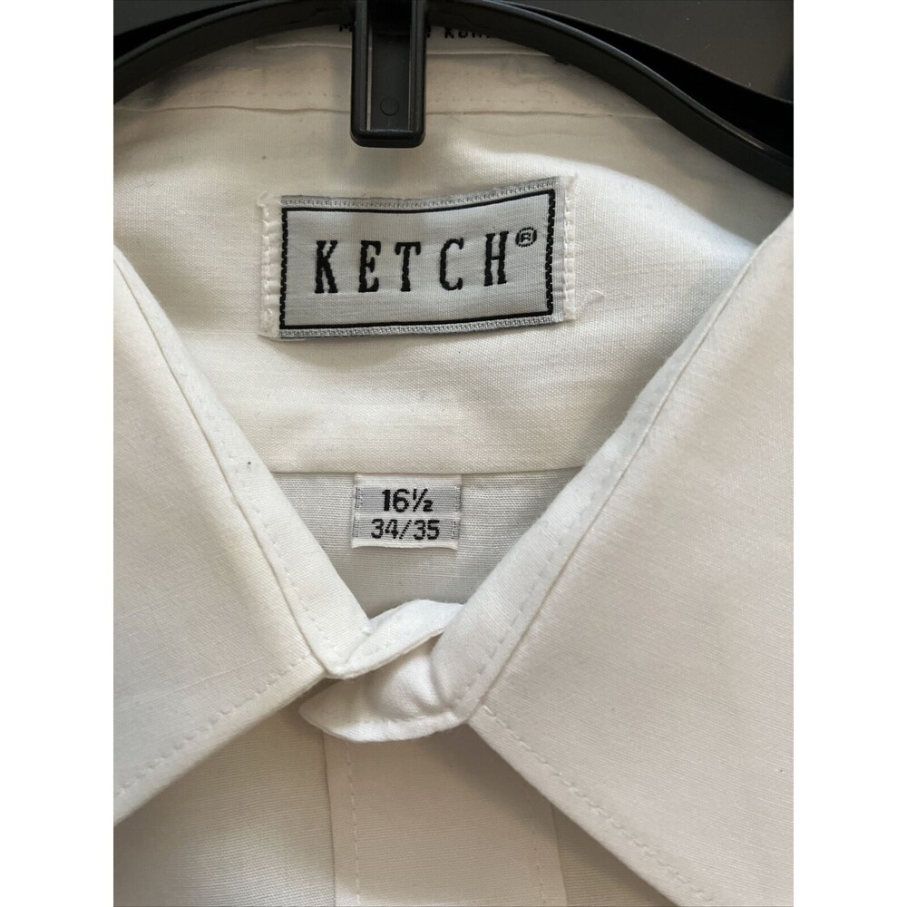 Vintage Ketch Men's Long Sleeve Cream Dress Shirt Size 16 1/2 34/35 READ